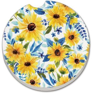 CounterArt Sapphire Gold Sunflowers 2 Pack Absorbent Stone Coaster for Vehicle Cup Holder 2.6” Diameter Manufactured in The USA Multi 2.5 In. L X 2.5 In. W X 0.5 In. D CounterArt Sapphire Gold Sunflowers 2 Pack Absorbent Stone Coaster for Vehicle Cup Holder 2.6” Diameter Manufactured in The USA Multi 2.5 In. L X 2.5 In. W X 0.5 In. D