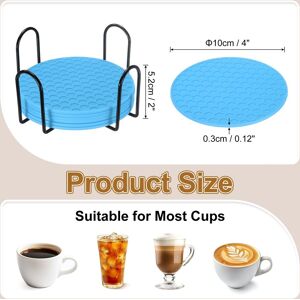 Unique Silicone Coasters with Holder, Round Coaster for Drink, Non-Slip Non-Stick Heat Resistant Place Mats Washable Blue 6 Pcs Unique Silicone Coasters with Holder, Round Coaster for Drink, Non-Slip Non-Stick Heat Resistant Place Mats Washable Blue 6 Pcs