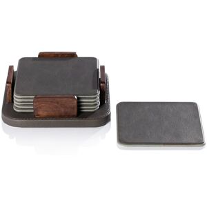 Zodax Sotto 6-Piece Leather Coaster Set with Holder Cedar Green 5.0 In. W X 1.5 In. H X 5.0 In. D Zodax Sotto 6-Piece Leather Coaster Set with Holder Cedar Green 5.0 In. W X 1.5 In. H X 5.0 In. D