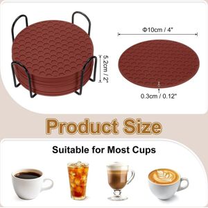Unique Silicone Coasters with Holder, Round Coaster for Drink, Non-Slip Non-Stick Heat Resistant Place Mats Washable Brown 12 Pcs Unique Silicone Coasters with Holder, Round Coaster for Drink, Non-Slip Non-Stick Heat Resistant Place Mats Washable Brown 12 Pcs