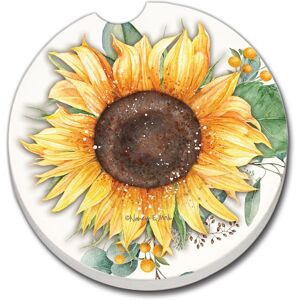 Counterart Absorbent Stoneware Car Coaster, Sunflower Fields, Set of 2 - 2.5 Multi 2.5 Counterart Absorbent Stoneware Car Coaster, Sunflower Fields, Set of 2 - 2.5 Multi 2.5