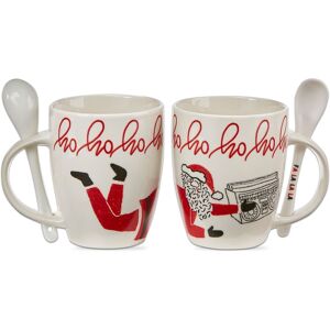 Tag Hohoho Santa Mug with Spoon 12oz Red Bone China Christmas Drinkware 4.5in H x 3.5in Dia Dishwasher Safe Red 3.5 In. W X 4.5 In. H Tag Hohoho Santa Mug with Spoon 12oz Red Bone China Christmas Drinkware 4.5in H x 3.5in Dia Dishwasher Safe Red 3.5 In. W X 4.5 In. H