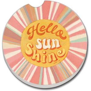 CounterArt Absorbent Stoneware Car Coaster, You are Sunshine Wreath, Set of 2 Multi 2.5 In. L X 2.5 In. W X 0.2 In. H CounterArt Absorbent Stoneware Car Coaster, You are Sunshine Wreath, Set of 2 Multi 2.5 In. L X 2.5 In. W X 0.2 In. H