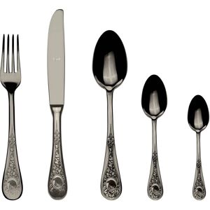 Mepra Diana Flatware Set with Moka Spoons - 30 Pieces Black Gold Service for 6 Mepra Diana Flatware Set with Moka Spoons - 30 Pieces Black Gold Service for 6