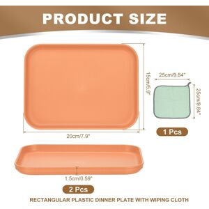 Unique Plastic Tray, Pack Rectangular Plates Food Tray Wheat Plates Dishes Reusable Dessert Plate Trays with Cloth Orange XS(7.9 Unique Plastic Tray, Pack Rectangular Plates Food Tray Wheat Plates Dishes Reusable Dessert Plate Trays with Cloth Orange XS(7.9
