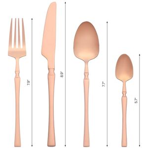 Unique 24 Pcs Silverware Set, Stainless Steel Serving Utensils Set, Mirror Polished Cutlery Set for Kitchen Eating Tableware - 24 PCS Rose Gold 24 PCS Unique 24 Pcs Silverware Set, Stainless Steel Serving Utensils Set, Mirror Polished Cutlery Set for Kitchen Eating Tableware - 24 PCS Rose Gold 24 PCS
