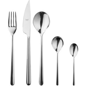 Mepra Linea Flatware Set with Moka Spoons - 30 Pieces Silver Service for 6 Mepra Linea Flatware Set with Moka Spoons - 30 Pieces Silver Service for 6