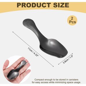Unique Short Handle Spoon, Stainless Steel Scoop Round Tea Spoons for Desserts Coffee Sugar Bowl Spice Jars Black 2 PCS Unique Short Handle Spoon, Stainless Steel Scoop Round Tea Spoons for Desserts Coffee Sugar Bowl Spice Jars Black 2 PCS