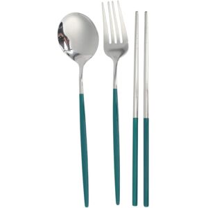 Unique 1 Set Flatware Sets Dishwasher Safe Fork Spoon Chopsticks 3-Piece Set 410 Stainless Steel Silver Tone 23.7x6x6cm Deep Green Silver Tone 0.01 In. L X 0.01 In. W X 0.01 In. H Unique 1 Set Flatware Sets Dishwasher Safe Fork Spoon Chopsticks 3-Piece Set 410 Stainless Steel Silver Tone 23.7x6x6cm Deep Green Silver Tone 0.01 In. L X 0.01 In. W X 0.01 In. H