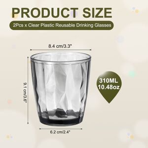 Unique Plastic Drinking Glasses, Unbreakable Drinking Cups Reusable Stackable Water Tumblers Gray 2Pcs, 10.48oz Unique Plastic Drinking Glasses, Unbreakable Drinking Cups Reusable Stackable Water Tumblers Gray 2Pcs, 10.48oz