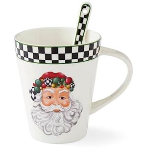 Spode Christmas Tree Black and White Mug and Spoon Set Multicolored 13 oz Spode Christmas Tree Black and White Mug and Spoon Set Multicolored 13 oz