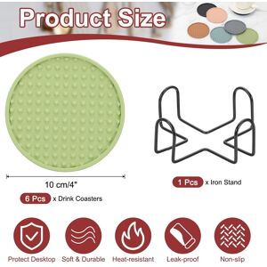 Unique Round Drink Coasters with Holder, Silicone Coaster for Drinks Non-Slip Cup Coaster Heat Resistant Glass Cushion Light Green 0.01 In. W X 0.01 In. D Unique Round Drink Coasters with Holder, Silicone Coaster for Drinks Non-Slip Cup Coaster Heat Resistant Glass Cushion Light Green 0.01 In. W X 0.01 In. D