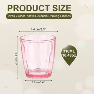 Unique Plastic Drinking Glasses, Unbreakable Drinking Cups Reusable Stackable Water Tumblers Red 2Pcs, 10.48oz Unique Plastic Drinking Glasses, Unbreakable Drinking Cups Reusable Stackable Water Tumblers Red 2Pcs, 10.48oz