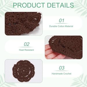 Unique Handmade Crochet Coasters, Round Cotton Placemats for Table/Cup/Bowl/Vase/Tea Trays/Home Decoration, Lace Doilies Place Mats Chocolate 4-Pack Unique Handmade Crochet Coasters, Round Cotton Placemats for Table/Cup/Bowl/Vase/Tea Trays/Home Decoration, Lace Doilies Place Mats Chocolate 4-Pack