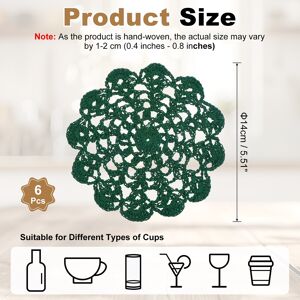 Unique Crocheted Cotton Doilies, Lace Doilies for Tables Cloth Lace Placemats Handmade Tray Doilies Round Cups Coasters Forest Green 6Pcs Unique Crocheted Cotton Doilies, Lace Doilies for Tables Cloth Lace Placemats Handmade Tray Doilies Round Cups Coasters Forest Green 6Pcs