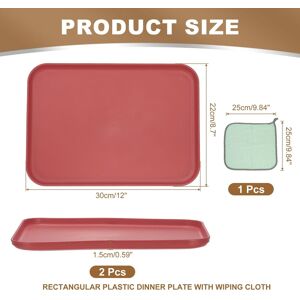 Unique Plastic Tray, Pack Rectangular Plates Food Tray Wheat Plates Dishes Reusable Dessert Plate Trays with Cloth Dark Red M(12 Unique Plastic Tray, Pack Rectangular Plates Food Tray Wheat Plates Dishes Reusable Dessert Plate Trays with Cloth Dark Red M(12