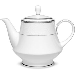 Noritake Regina Platinum Tea Pot, 38 Oz. White 8.75 In. L X 6.0 In. W X 7.25 In. H Noritake Regina Platinum Tea Pot, 38 Oz. White 8.75 In. L X 6.0 In. W X 7.25 In. H