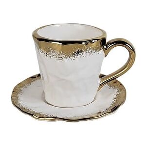 Classic Touch White Porcelain Coffee Set with Gold Edge, 7.5 oz Gold 3.25 In. L X 4.5 In. W X 3.0 In. H Classic Touch White Porcelain Coffee Set with Gold Edge, 7.5 oz Gold 3.25 In. L X 4.5 In. W X 3.0 In. H