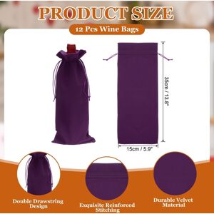 Unique Velvet Wine Bottle Bags, Wine Gift Bags with Double Drawstring Closure Reusable Liquor Bottle Covers Purple 12Pcs Unique Velvet Wine Bottle Bags, Wine Gift Bags with Double Drawstring Closure Reusable Liquor Bottle Covers Purple 12Pcs