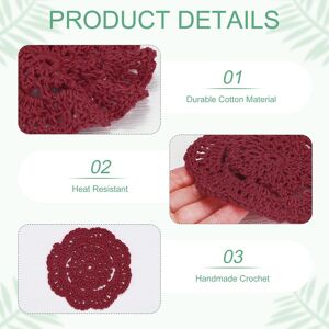 Unique Handmade Crochet Coasters, Round Cotton Placemats for Table/Cup/Bowl/Vase/Tea Trays/Home Decoration, Lace Doilies Place Mats Brown Red 4-Pack Unique Handmade Crochet Coasters, Round Cotton Placemats for Table/Cup/Bowl/Vase/Tea Trays/Home Decoration, Lace Doilies Place Mats Brown Red 4-Pack