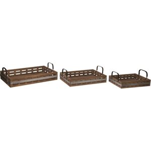 Transpac Wood Brown Everyday Tray Set of 3 Brown 19.0 In. L X 11.75 In. W Transpac Wood Brown Everyday Tray Set of 3 Brown 19.0 In. L X 11.75 In. W