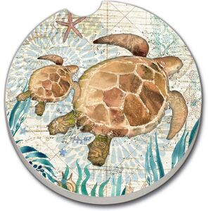 Counterart Absorbent Stoneware Car Coaster, Monterey Bay, Set of 2 - 2.5 Multi 2.5 Counterart Absorbent Stoneware Car Coaster, Monterey Bay, Set of 2 - 2.5 Multi 2.5