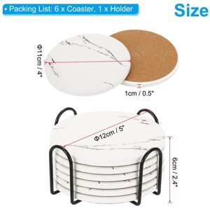 Unique Ceramic Stone Coasters, 6pcs Cork Base Cup Coasters Set with Holder White 0.1 In. W X 0.1 In. D Unique Ceramic Stone Coasters, 6pcs Cork Base Cup Coasters Set with Holder White 0.1 In. W X 0.1 In. D