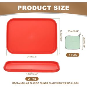 Unique Plastic Tray, Pack Rectangular Plates Food Tray Wheat Plates Dishes Reusable Dessert Plate Trays with Cloth Red S(9.5 Unique Plastic Tray, Pack Rectangular Plates Food Tray Wheat Plates Dishes Reusable Dessert Plate Trays with Cloth Red S(9.5