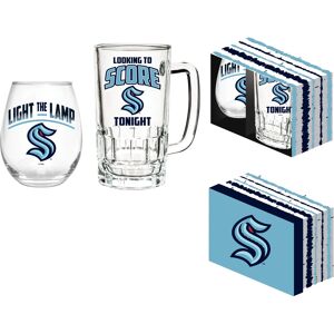 Evergreen Stemless 17 oz Stemless Wine Glass and 16 oz Beer Mug Gift Set, Seattle Kraken Clear 5.4 In. L X 3.4 In. W X 6.2 In. H Evergreen Stemless 17 oz Stemless Wine Glass and 16 oz Beer Mug Gift Set, Seattle Kraken Clear 5.4 In. L X 3.4 In. W X 6.2 In. H