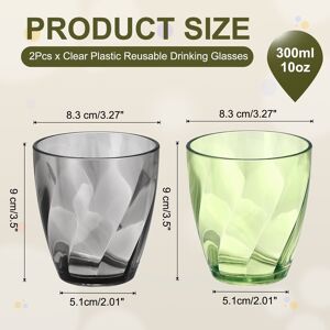 Unique Clear Plastic Reusable Drinking Glasses, Drinking Glasses Diagonal Texture Plastic Water Cup Unbreakable Stackable Grey, Green 10oz Unique Clear Plastic Reusable Drinking Glasses, Drinking Glasses Diagonal Texture Plastic Water Cup Unbreakable Stackable Grey, Green 10oz
