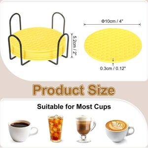 Unique Silicone Coasters with Holder, Round Coaster for Drink, Non-Slip Non-Stick Heat Resistant Place Mats Washable Yellow 6 Pcs Unique Silicone Coasters with Holder, Round Coaster for Drink, Non-Slip Non-Stick Heat Resistant Place Mats Washable Yellow 6 Pcs