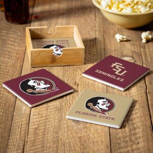 Evergreen Florida State University 4-Piece Ceramic Coasters Set with Wood Caddy Multi-Color 4.0 In. L X 4.0 In. W X 2.0 In. H Evergreen Florida State University 4-Piece Ceramic Coasters Set with Wood Caddy Multi-Color 4.0 In. L X 4.0 In. W X 2.0 In. H