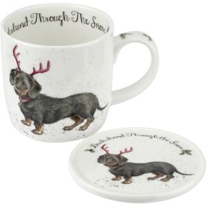 Royal Worchester Royal Worcester Wrendale Designs Mug and Coaster Set Christmas Through The Snow (Dachshund Dog) 9-12 oz. Royal Worchester Royal Worcester Wrendale Designs Mug and Coaster Set Christmas Through The Snow (Dachshund Dog) 9-12 oz.