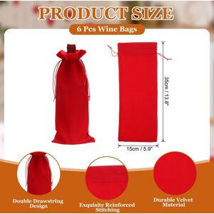 Unique Velvet Wine Bottle Bags, Wine Gift Bags with Double Drawstring Closure Reusable Liquor Bottle Covers Bright Red 6Pcs Unique Velvet Wine Bottle Bags, Wine Gift Bags with Double Drawstring Closure Reusable Liquor Bottle Covers Bright Red 6Pcs