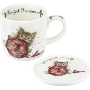Royal Worchester Royal Worcester Wrendale Designs Mug and Coaster Set Christmas Purrfect Christmas (Kitten) 9-12 oz. Royal Worchester Royal Worcester Wrendale Designs Mug and Coaster Set Christmas Purrfect Christmas (Kitten) 9-12 oz.