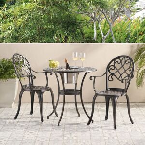 Cast Aluminum Bistro Set with Built-in Ice Bucket Copper 2 Cast Aluminum Bistro Set with Built-in Ice Bucket Copper 2