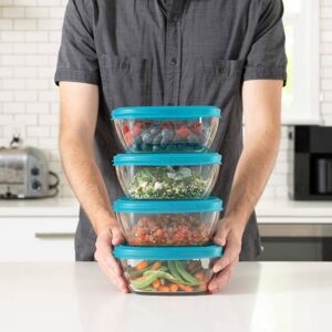 Libbey Serve It 8-Piece Glass Storage Bowl Set with 6-Cup Containers and Blue Plastic Lids - Set of 8 Clear Set of 8 Libbey Serve It 8-Piece Glass Storage Bowl Set with 6-Cup Containers and Blue Plastic Lids - Set of 8 Clear Set of 8