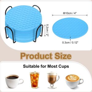 Unique Silicone Coasters with Holder, Round Coaster for Drink, Non-Slip Non-Stick Heat Resistant Place Mats Washable Blue 16 Pcs Unique Silicone Coasters with Holder, Round Coaster for Drink, Non-Slip Non-Stick Heat Resistant Place Mats Washable Blue 16 Pcs