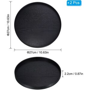 Unique 2pcs Wood Serving Tray Round Decorative Platter Home Kitchen Table 11 Inch Unique 2pcs Wood Serving Tray Round Decorative Platter Home Kitchen Table 11 Inch