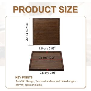Unique Wooden Serving Tray, Square Decorative Platter Brown 13x13 Inch Unique Wooden Serving Tray, Square Decorative Platter Brown 13x13 Inch