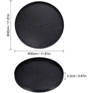 Unique Wood Serving Tray Round Decorative Platter Home Kitchen Table, Black 12 Inch Unique Wood Serving Tray Round Decorative Platter Home Kitchen Table, Black 12 Inch