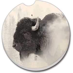 CounterArt Absorbent Stoneware Car Coaster, Buffalo Logde Ever, Set of 2 Multi 2.5 In. L X 2.5 In. W X 0.2 In. H CounterArt Absorbent Stoneware Car Coaster, Buffalo Logde Ever, Set of 2 Multi 2.5 In. L X 2.5 In. W X 0.2 In. H