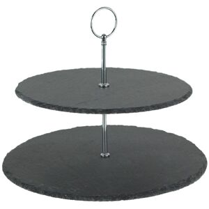 Audreys Two Tier Round Slate Stone And Chrome Metal Farmhouse Serving Tray - 9.25 X 11.75 X 11.75 inches Grey 9.25 X 11.75 X 11.75 inches Audreys Two Tier Round Slate Stone And Chrome Metal Farmhouse Serving Tray - 9.25 X 11.75 X 11.75 inches Grey 9.25 X 11.75 X 11.75 inches