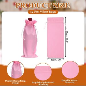Unique Velvet Wine Bottle Bags, Wine Gift Bags with Double Drawstring Closure Reusable Liquor Bottle Covers Pink 12Pcs Unique Velvet Wine Bottle Bags, Wine Gift Bags with Double Drawstring Closure Reusable Liquor Bottle Covers Pink 12Pcs