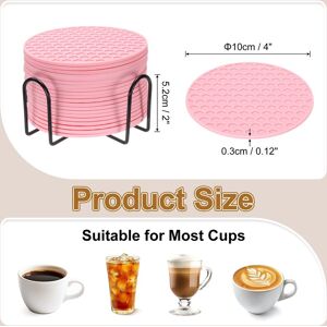 Unique Silicone Coasters with Holder, Round Coaster for Drink, Non-Slip Non-Stick Heat Resistant Place Mats Washable Pink 24 Pcs Unique Silicone Coasters with Holder, Round Coaster for Drink, Non-Slip Non-Stick Heat Resistant Place Mats Washable Pink 24 Pcs