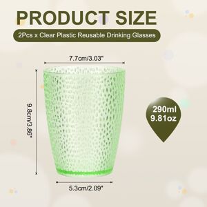 Unique Clear Plastic Reusable Drinking Glasses, 6.8oz Hobnail Water Cup(Brown, 2Pcs) Green 9.8oz Unique Clear Plastic Reusable Drinking Glasses, 6.8oz Hobnail Water Cup(Brown, 2Pcs) Green 9.8oz