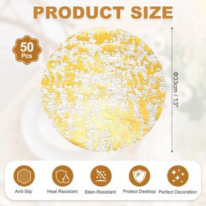 Unique Disposable Round Placemats, Chargers Place Mats Metallic Thin Mesh Table Mates Pressed Foil Table Doilies for Dining Black Gold 50Pcs, 13 Unique Disposable Round Placemats, Chargers Place Mats Metallic Thin Mesh Table Mates Pressed Foil Table Doilies for Dining Black Gold 50Pcs, 13