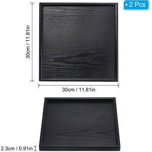 Unique 2pcs Wood Serving Tray Square Decorative Platter Home Kitchen Table 12 Inch Unique 2pcs Wood Serving Tray Square Decorative Platter Home Kitchen Table 12 Inch