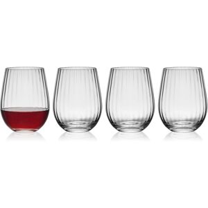 Mikasa Set of 4 Optic Stemless Wine Glasses, 18.5 Oz Clear Set of 4 Mikasa Set of 4 Optic Stemless Wine Glasses, 18.5 Oz Clear Set of 4