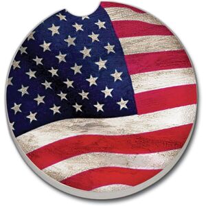 Counterart Absorbent Stoneware Car Coaster, Us Flag, Set of 2 - 2.5 Multi 2.5 Counterart Absorbent Stoneware Car Coaster, Us Flag, Set of 2 - 2.5 Multi 2.5